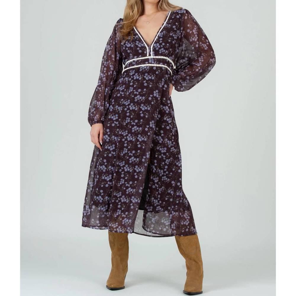 NEW LUCCA laurie prairie floral midi dress in iris floral